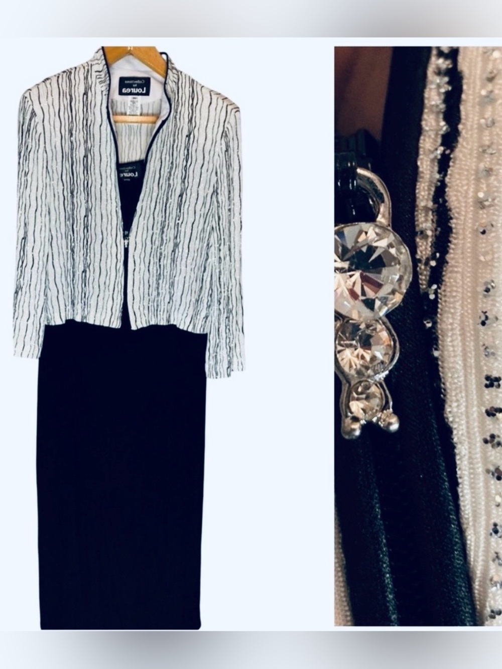 Vintage Collections by Lourea Formal 14 Ribbed Maxi Tank Top Dress Sparkle Coat